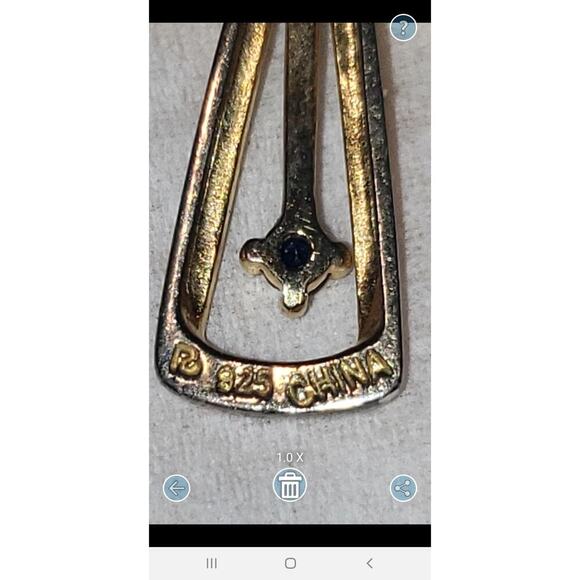 Sterling Silver 925 Gold Vermeil Cross Pendant Sapphires prime art - Picture 6 of 10